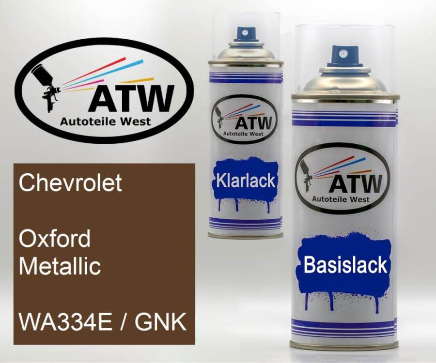 Chevrolet, Oxford Metallic, WA334E / GNK: 400ml Sprühdose + 400ml Klarlack - Set, von ATW Autoteile West.